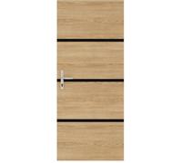 Kit de Rénovation de Porte - NORDLINGER PRO - 4 Feuilles 85 x 50 cm & 3 Profils Noirs 85 x 2 cm - Chêne Naturel