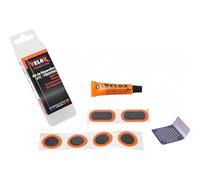 Kit de réparation 6 pièces + dissolution + 1 rape vélo Velox Noir