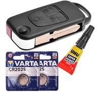 Kit de réparation Automobile de Remplacement Kit clé 3 Boutons HU39 Blank + Batterie Compatible avec Mercedes Benz SL R129 W163 ML