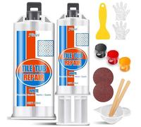 Kit de Réparation Carrelage, Receveur de Douche Résine & Baignoire/Évier 100ml - Repare Fissures, Rayures, Blanc + Couleur Assorti