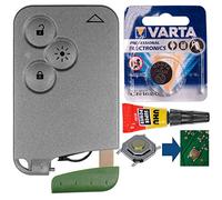 Kit de réparation clé Kit Voiture Smartkey logement de Remplacement avec télécommande 3 Boutons + Urgence Key + Pile Bouton Compatible avec Renault Laguna 2 4 Espace Vel Satis