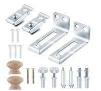 Kit de réparation complet de quincaillerie de porte à deux volets pour portes coulissantes, comprend un dessus en métal, des pivots inférieurs, des roues de guidage et des supports
