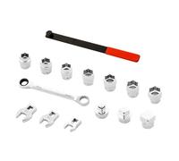 Kit de réparation de 15 pièces pour voiture avec clé de réglage de la poulie de roue interactive de la voiture avec outil de réparation de barre d'extension