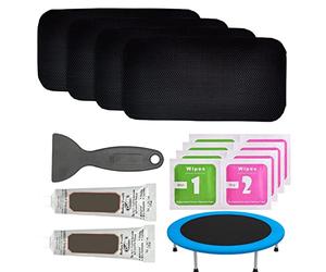 Kit de réparation de 4 patchs de trampoline, 20,3 x 10,2 cm, rectangulaire, pour réparer les trous ou les déchirures dans un tapis de trampoline, noir, MLFE3UOW5RMVQ09DE7MJ