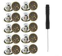 Kit de réparation de boutons de jean en métal - 10 pièces - 17 mm - Sans couture - Pour projets en tissu (B)