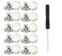 Kit de réparation de boutons de jean en métal - 10 pièces - 17 mm - Sans couture - Pour projets en tissu (F)