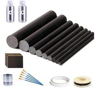 Kit de réparation de canne à pêche 32 en 1 avec inserts en carbone en acier inoxydable et fibre de carbone pour réparation rapide de bâtons de pêche endommagés