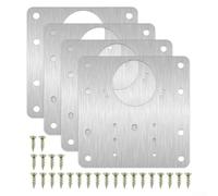 Kit de réparation de charnière en acier inoxydable pour porte d'armoire et tiroir, 9 cm x 9 cm, argent, avec vis de fixation (4 pièces)