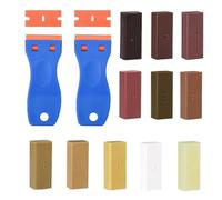 Kit de réparation de cire dure, pour stratifié, bois, carrelage, stratifié, cire dure pour bois, stratifié, parquet, carrelage, meubles avec 11 cire dure, 2 grattoirs