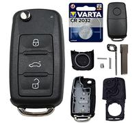 Kit de réparation de clé de Voiture KONIKON avec 3 Boutons + Brume + Batterie Compatible pour VW Golf UP Polo T5 Caddy Tiguan Beetle EOS Jetta