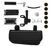 Kit de Réparation de Crevaison pour Vélo, Trousse Portable Multifonction | Pompe Mini Incluse, Leviers de Pneu et Outils de Rustine, Usage Extérieur, Noir