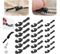 Kit de réparation de fermeture zippée universelle, tête de vis à dents coulissantes avec 3 tailles différentes, pour couture de vêtements, veste, sac à dos (Black, 18Pcs(6S+6M+6L))