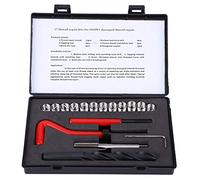 Kit de Réparation de Filetage 17 Pièces, Foret Torsadé en Acier Inoxydable avec Inserts Filetés M10x1, Jeu Complet d’Outils pour Réparation de Pièces Auto et Alliage d’Aluminium