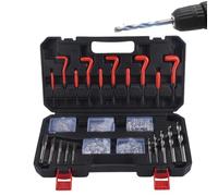 Kit de réparation de filetage - Coffret de 131 pièces en métal à haute résistance | Ensemble Complet d'Outils d'Insert Fileté | Pour mécaniciens, bricoleurs, passionnés, dépannage routier, garage, ate
