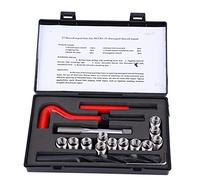 17Pcs Kit de Réparation de Filetage, Métrique M12x1.25mm Métrique en Acier Inoxydable Kit de Réparation Insert de Twist Foret Clé Hexagonale Vis Robinet Fil Endommagé Réparation Outils À Main