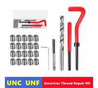 Kit de réparation de filetages américains UNC UNF 1/4 5/16 3/8 7/16 1/2, pour restaurer les filetages endommagés, clé à molette, foret hélicoïdal, outil manuel 15pcs 9I16-20 UN