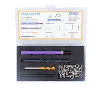 Kit de réparation de filetages métriques, 34 pièces, kit d’installation pour la réparation de filetages en acier inoxydable, ensemble d’inserts filetés M6x1,0x2D avec foret, taraud