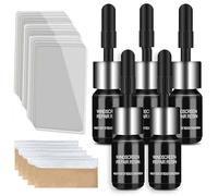 Kit de réparation de fissures de pare-brise, kit de réparation de pare-brise 5 PCS Fluide de réparation en verre efficace avec film de durcissement et kit de réparation de fenêtres de gratte