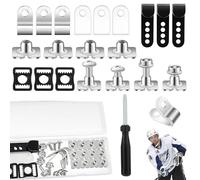 Kit de réparation de hockey, pièces de rechange de hockey, Kit de réparation en acier inoxydable de 33 pièces, Fournitures de sport comprenant un clip de visière, un tournevis et un kit de matériel de