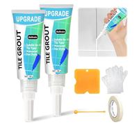 Kit de réparation de joints carrelage, 2 stylos de joint avec outils pour salle de bain et cuisine, fissures sur évier, baignoire, WC, séchage rapide et mastic pour carreaux étanche (Blanc)