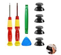 Kit de Réparation de Joystick Compatible avec PS5, 4 Capuchons Antidérapants, 2 Tournevis de Précision 1,5 mm et 2 Leviers d’Ouverture pour Entretien à Domicile, Noir