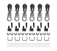 Kit de Réparation de la Fermeture à Glissière, pour la Taille #3 NYLON, avec 6 x curseurs, embouts en bas, 12 x embouts en haut, Accessoires de Remplacement pour les Fermetures à Glissière en NYLON