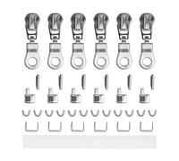 Kit de Réparation de la Fermeture à Glissière, pour la Taille #5 NYLON, avec 6 x curseurs, embouts en bas, 12 x embouts en haut, Accessoires de Remplacement pour les Fermetures à Glissière en NYLON