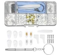 Kit de Réparation de Lunettes,25 Paires Ensemble Outils de Réparation de Lunettes Antidérapant Air Nose Tampon de Nez de Lunettes à Visser avec Vis Pincette Petit Tournevis pour Lunettes