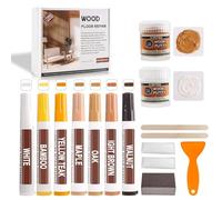 Kit de réparation de meubles, 7 marqueurs pour bois de couleur naturelle avec 2 mastics pour bois - Restauration facile de votre table, armoire, porte en bois de placage et table de chevet en bois.