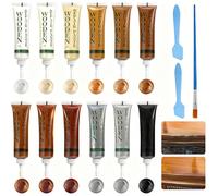Kit de réparation de parquet stratifié - 12 couleurs - Mastic pour bois - Avec cuillère et pinceau - Réparation des rayures, fissures, décolorations pour armoire en bois, table de chevet, surfaces de