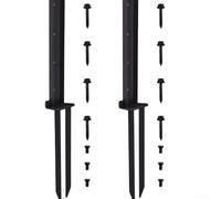 Kit de réparation de piquets d'ancrage en acier robuste pour poteaux en bois, 80 cm de long avec design triangulaire renforcé, revêtement noir résistant à la rouille (1 pièce)