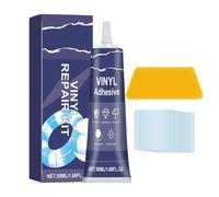 Kit de réparation de piscine en vinyle de 50 ml - Comprend 5 pièces de plâtre carré de 2,36 pouces et grattoir d'application, kit d'entretien gonflable universel | Colle professionnelle pour lits à