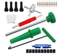 Kit de réparation de pneus avec outils de tige de valve comprenant une clé à double extrémité en cuivre et un crochet en T pour service de noyau de valve de pneu de voiture (30 pièces)