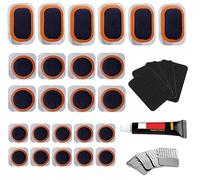 Kit de réparation de pneus de vélo avec rustine à chambre à air - 24 pièces - Râpe en métal vulcanisante - Pour bateaux pneumatiques, véhicules tout-terrain, BMX, motos