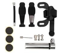 Kit de réparation de pneus de vélo Mini Pompe à vélo gonfleur de Pneu de vélo en Alliage d'aluminium Portable avec Support de Montage pour vélos de Montagne de Route Noir Argent (Argent)