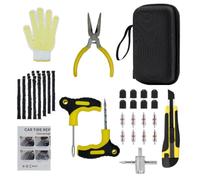 Kit de réparation de pneus portable 44 pièces avec boîte de rangement | Avec mèches de réparation, outils pour valve et bouchons de valve, pour voitures, motos, camions et SUV.
