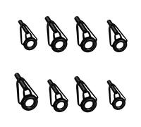 Kit de réparation de pointe de canne à pêche 8 pièces en acier inoxydable,Kit de réparation de pointe de canne à pêche en céramique,Anneaux de guidage pour canne à pêche d'eau douce et salée (noir)