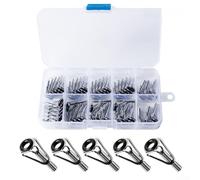 Kit de réparation de pointe de canne à pêche en acier inoxydable - 54 anneaux de guidage noirs pour canne à pêche en mer - Accessoires résistants à la rouille pour la restauration de matériel de pêche