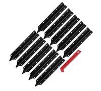 Kit de réparation de poteaux de clôture avec piquets en acier | Piques de sol en métal robuste et outil pour fixation de clôture de jardin en bois | Installation sans creuser | Noir | Lot de 5 ou 10