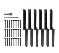 Kit de réparation de poteaux de clôture en acier robuste en forme de H pour réparation de clôture inclinée en bois cassé, noir, lot de 4 ou 6 (lot de 6)