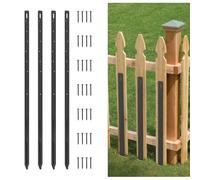 Kit de réparation de poteaux de clôture en bois, kit de réparation de poteaux de clôture, ancrage F-ence P-ost robuste, piquets de sol robustes pour réparer les P-osts en bois inclinés ou cassés (8)