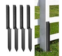 Kit de réparation de poteaux de clôture épais en acier, piquets de réparation pour poteaux de clôture inclinés en bois cassés (lot de 4, noir)