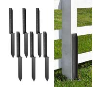 Kit de réparation de poteaux de clôture épais en acier, piquets de réparation pour poteaux de clôture inclinés en bois cassés (lot de 6, noir)