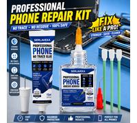Kit de réparation de téléphone : colle et dissolvant d'adhésif avec embouts de précision et lingettes de nettoyage pour l'écran, la coque arrière et le cadre Package 4