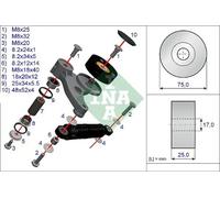 Kit de réparation de tendeur de courroie trapézoïdale 533 0118 10 INA pour AUDI