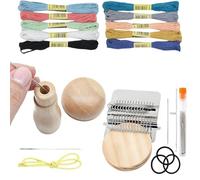 Kit de réparation de tissu - Kit d'outils de réparation de tricot portable - Crochet de réparation de tissage à la main - Système de métier à tisser compact - Réparation facile de vêtements pour