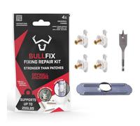 Kit de réparation de trou pour cloison sèche Bullfix - Kit de fixation murale avec ancrages universels et vis pour parois creuses, montage à clou et à cheville, supporte jusqu'à 115,6 kg, kits de