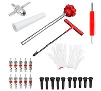 Kit de réparation de valve de pneu, 26 pièces en laiton et alliage avec clé et clé 4 en 1 pour réparation rapide de voiture, moto et vélo, mallette organisée pour l'entretien routier