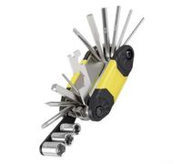 Kit de réparation de vélo de route et VTT en acier au carbone galvanisé avec clé hexagonale et outils de réparation de pneus (jaune)