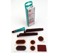 Kit de réparation de vélo - rustines - colles - papier à gratter - 2 démonte-pneus - pour adultes